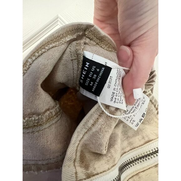 SHEIN Denim Corset Top M Distressed Washed Bustier Y2K Structured Zip Back - Picture 4 of 4